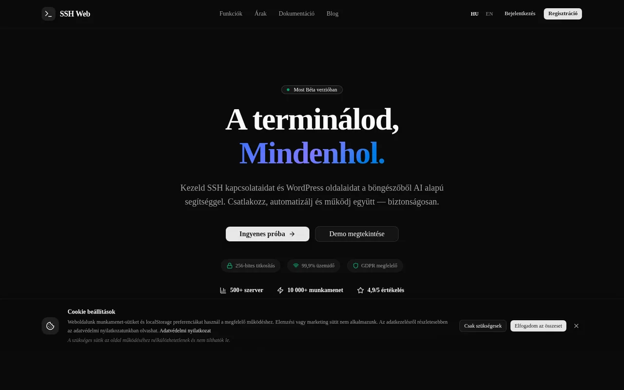 SSH Web Manager — Browser-basierte SSH- und WordPress-Verwaltungsplattform mit KI-Assistent, Monitoring und Backup-Automation.